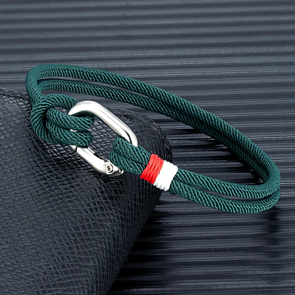 MKENDN New Nautical Mens Thin Rope Bracelet With Oval Circle Spring Clasp For Surfer Beach Jewelry Gifts