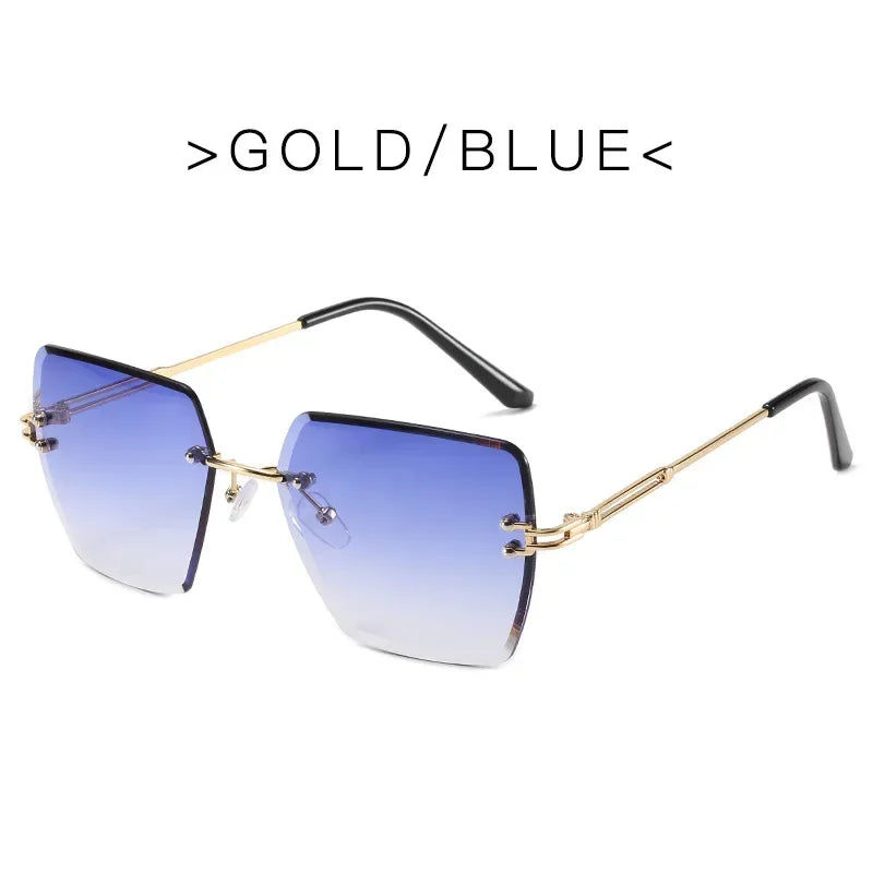 2025 Fashion Oversized Rimless Sunglasses Women Famous Luxury Brand Design Sexy Vintage Lady Summer Style  Sun Glasses - EastCurated