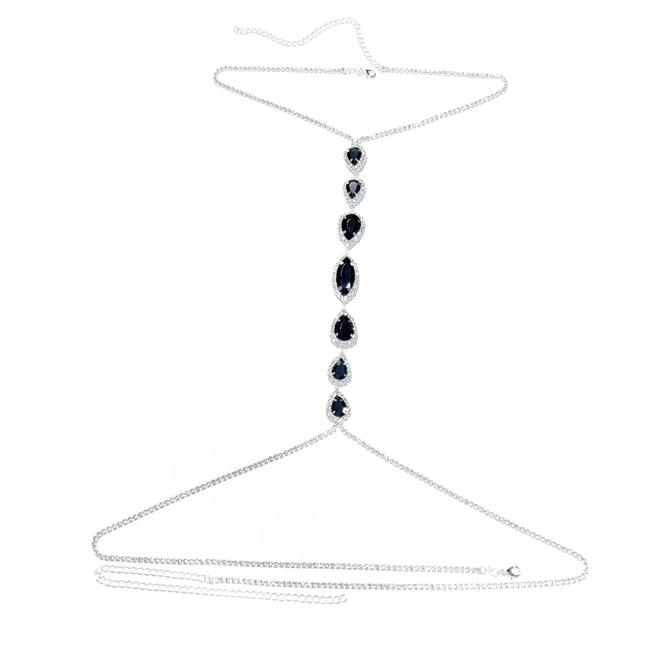 Fashionable shiny blue teardrop shaped chest chain sexy bikini chest accessory body chain women's accessories - EastCurated
