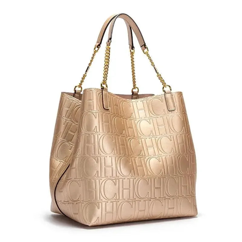 CH Superior Sense of Solid Colour Simple Style Daily Commuting Fashion Style Ladies Versatile Ladies Large Capacity Tote Bag - EastCurated