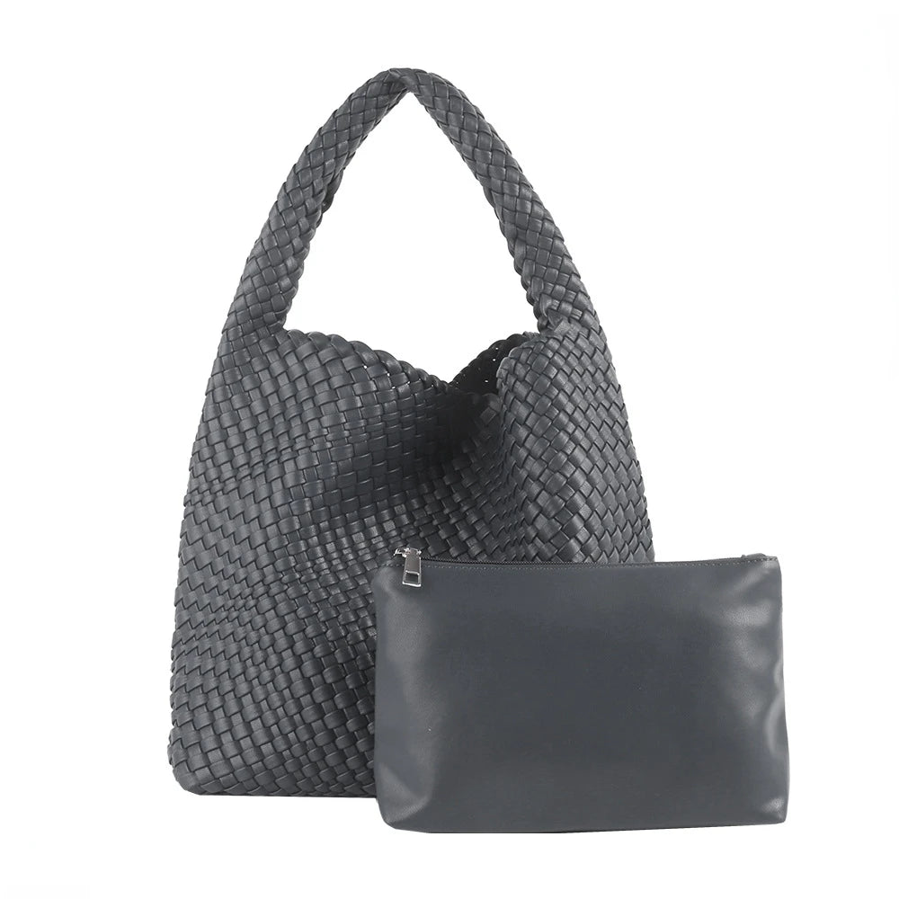 ZR DIARY Handmade Woven Bag Women PU Leather Large Capacity Totes Fashion Shoulder Bag 224BZ9389-1 - EastCurated