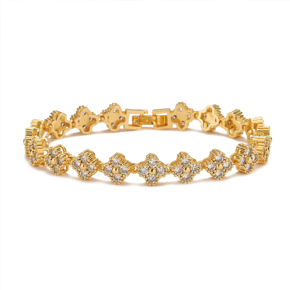 Yupsk Luxury Brass Colorful Random Zircon Flowers Bracelets for Women Exquisite Dopamine Buling CZ Jewelry Gifts