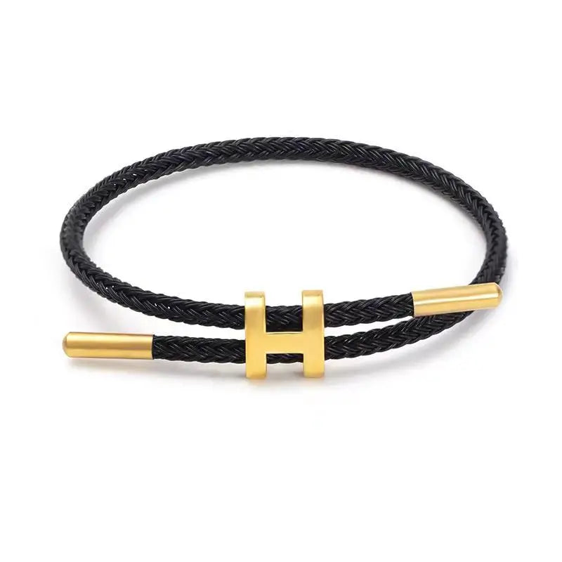 Braided Rope Bracelet Adjustable for Women with Stainless Steel Charms Arm Stacking Jewelry - EastCurated