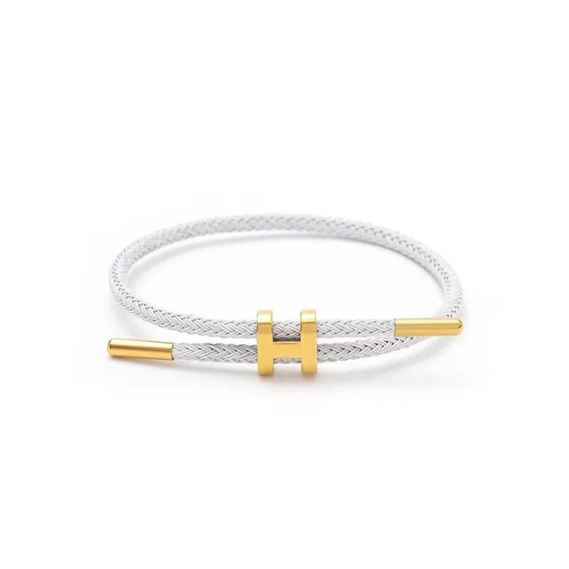 Braided Rope Bracelet Adjustable for Women with Stainless Steel Charms Arm Stacking Jewelry - EastCurated