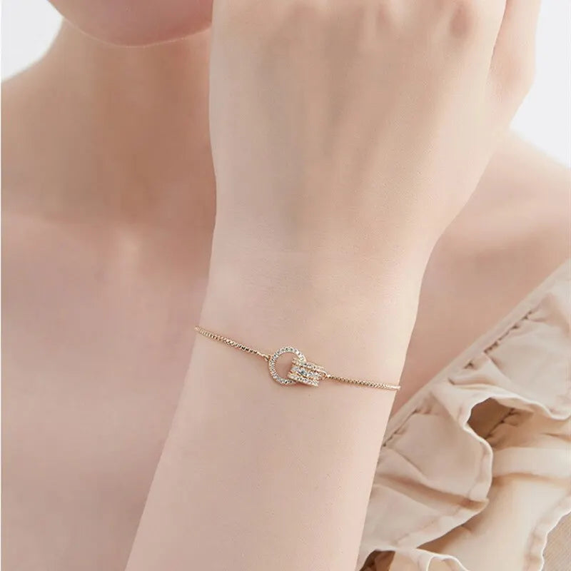 Trendy Circle Interlocked Gold-Color Charm Bangle For Women Men Personally Bracelet Party Girls Exquisite Accessories Jewelry - EastCurated