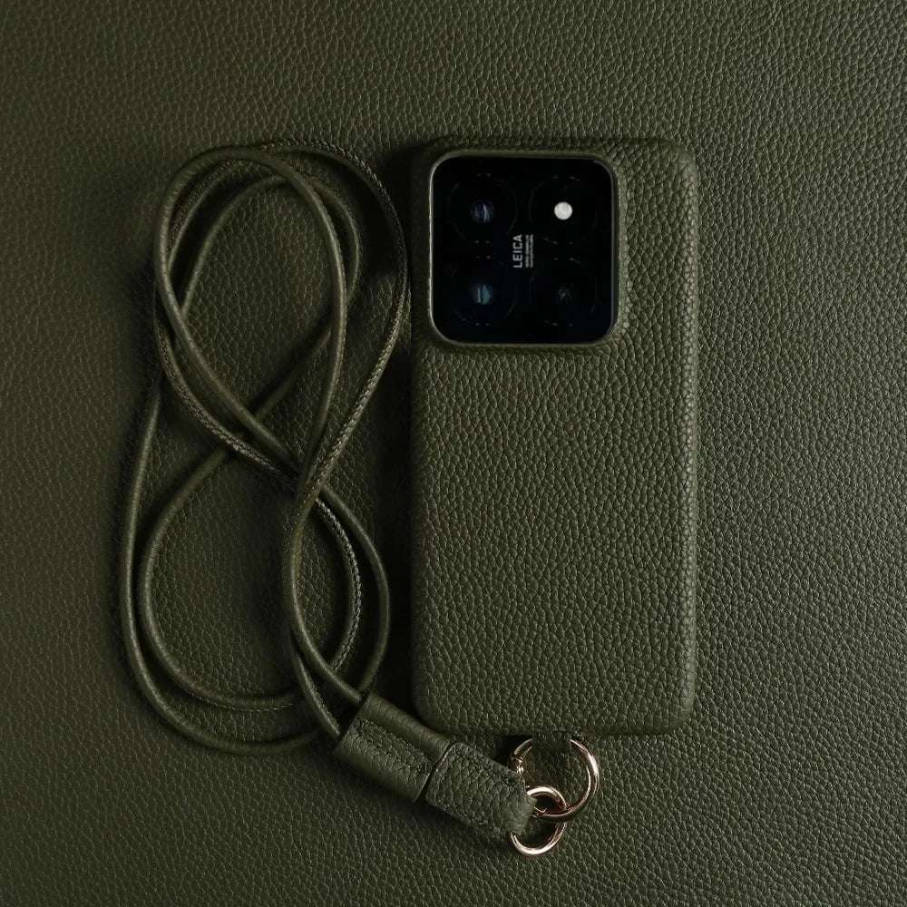 Luxury Cowhide Genuine Leather Case For iPhone 16 Pro Max 15Pro 11 13 12pro 14Pro 14 Strap Crossbody Lanyard Phone Cover Coque