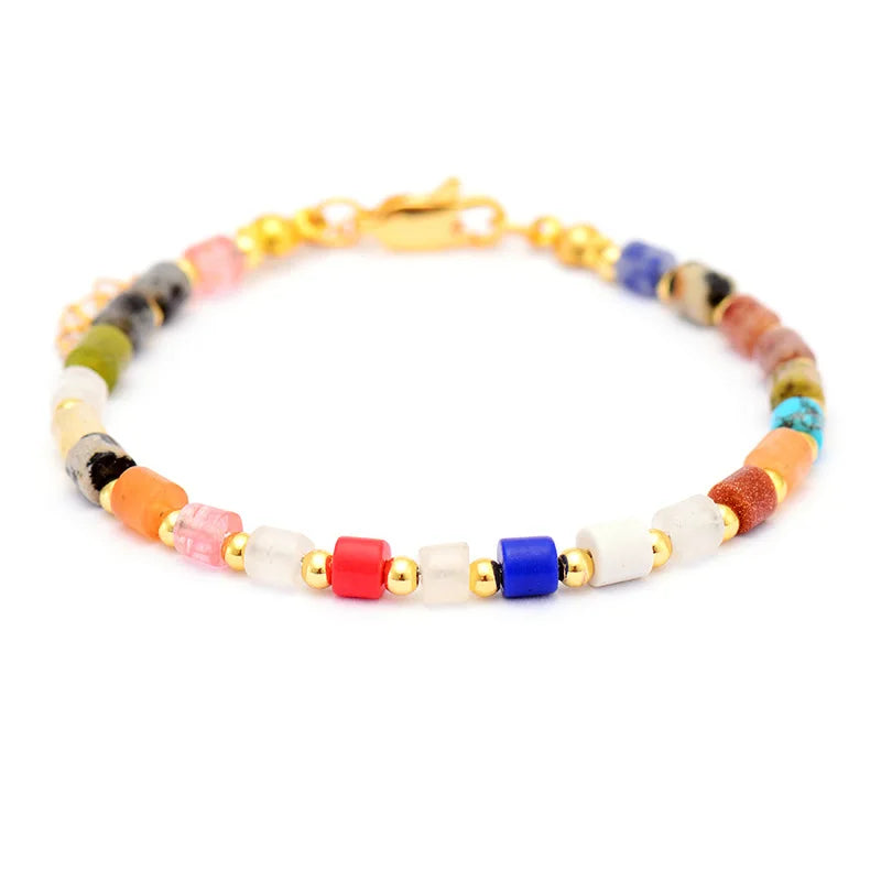 Kaseakia Bohemian Boho 7-color Natural Stone Handmade Beads Women's Adjustable Beaded Bracelet Jewelry for Women Fashion - EastCurated