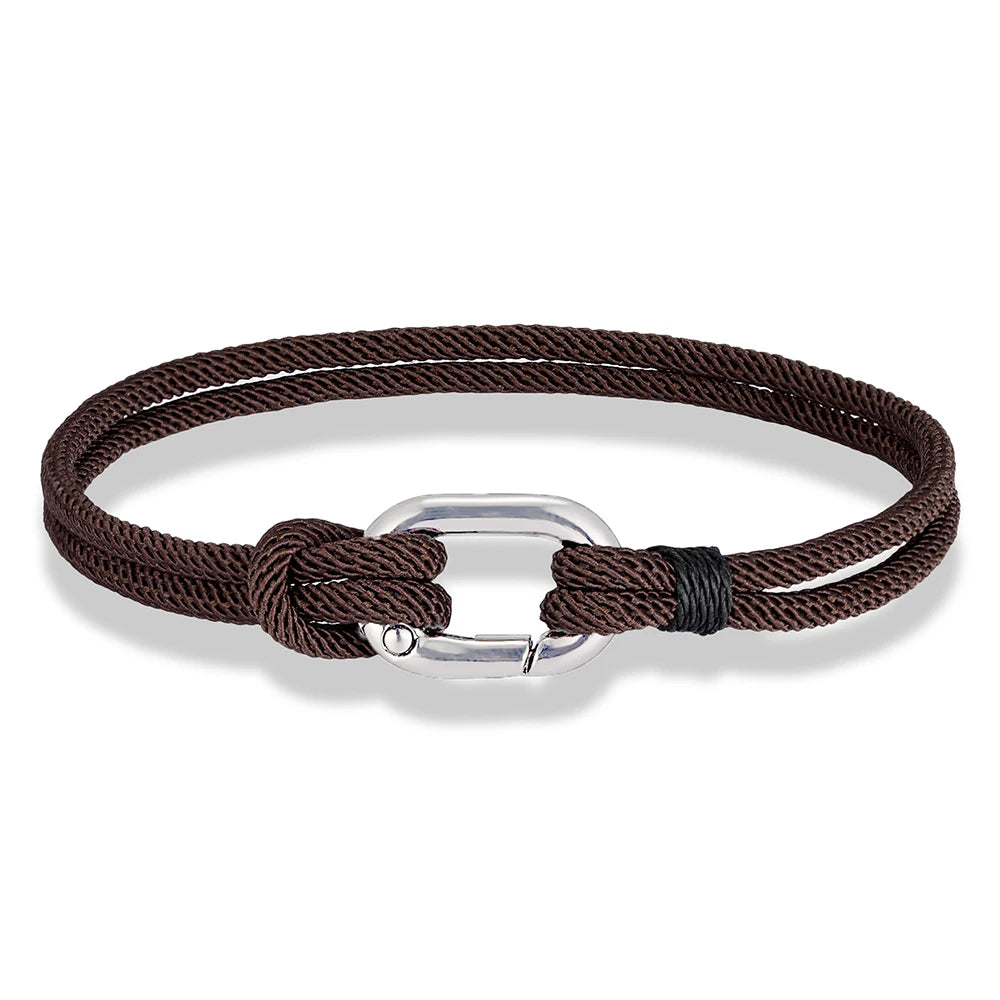 MKENDN New Nautical Mens Thin Rope Bracelet With Oval Circle Spring Clasp For Surfer Beach Jewelry Gifts