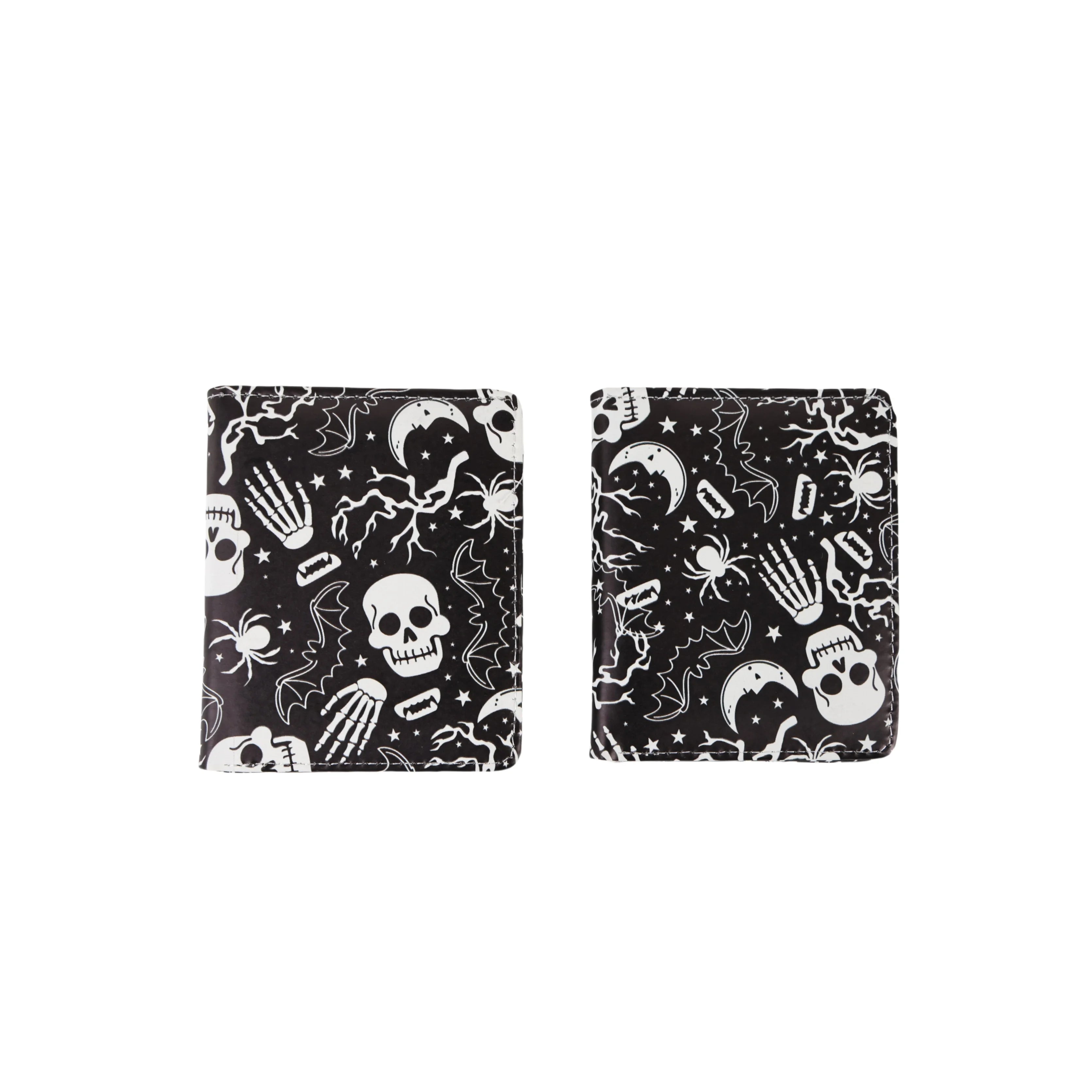 Colorful Skull Short Wallet Retro Skull Print Women's Zipper Coin Purse (Pattern Position Randomly) - EastCurated