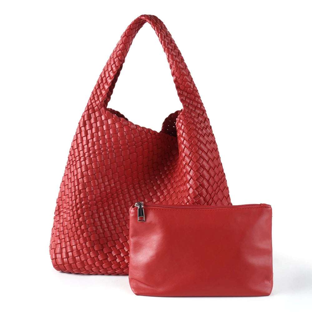 ZR DIARY Handmade Woven Bag Women PU Leather Large Capacity Totes Fashion Shoulder Bag 224BZ9389-1