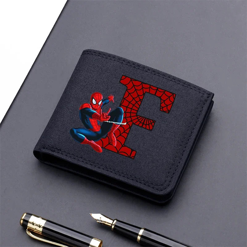 Marvels SpiderMans Adult Man Wallets Cartoon Letter Leather Fold Wallets Portable Anime Card Holder Coin Purse Cover Purses Gift - EastCurated