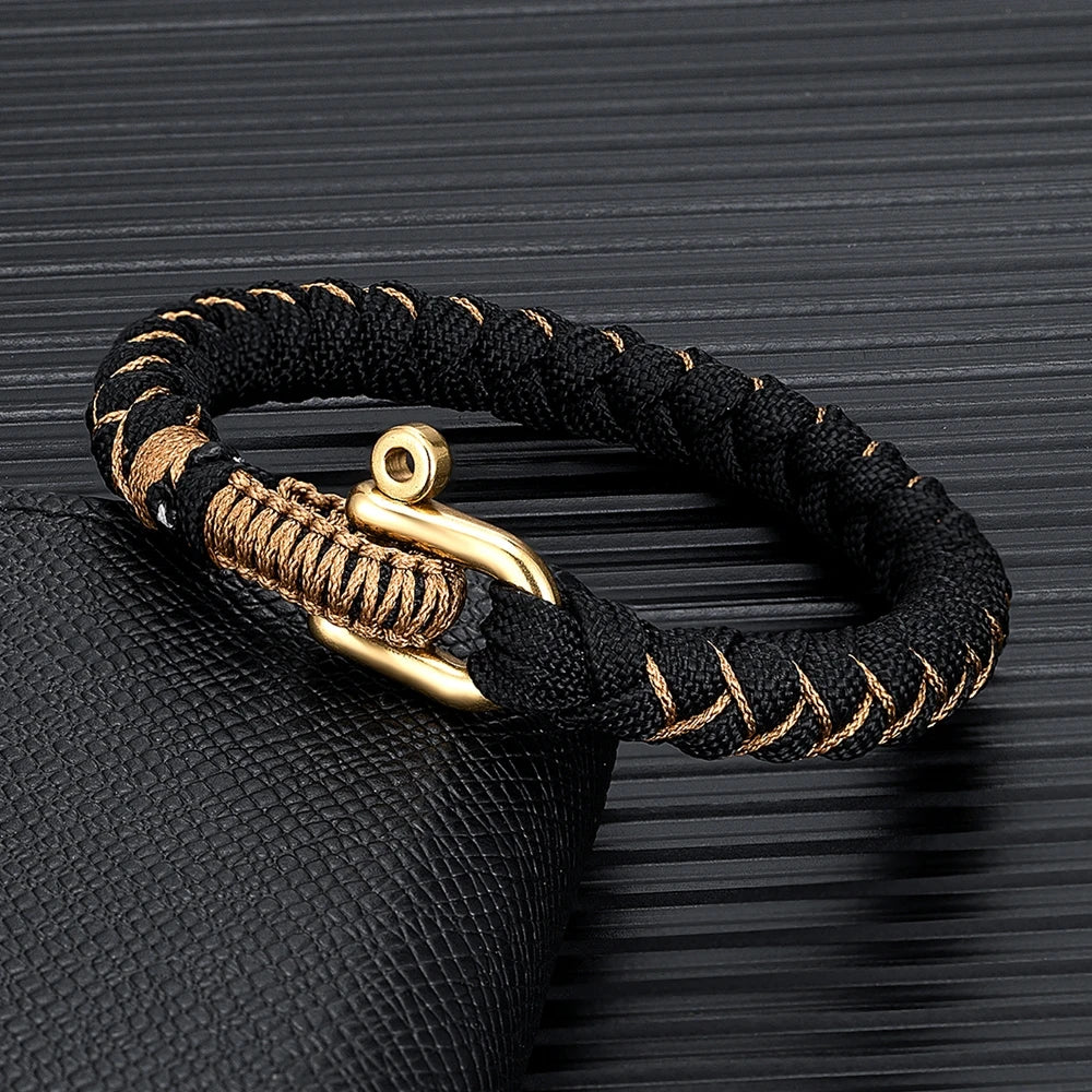 MKENDN Creative Design U shape Brass Shackle Buckle Survival Bracelet Handmade Outdoor Camping Rescue Emergency Rope Bracelet - EastCurated