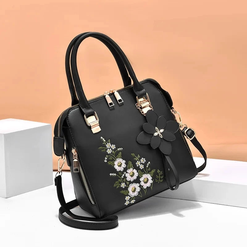 Yogodlns Luxury Embroidery Handbag For Women PU Leather Tassel Crossbody Bag Designer Handle Bag Brand Female Shoudler Bag bolso - EastCurated