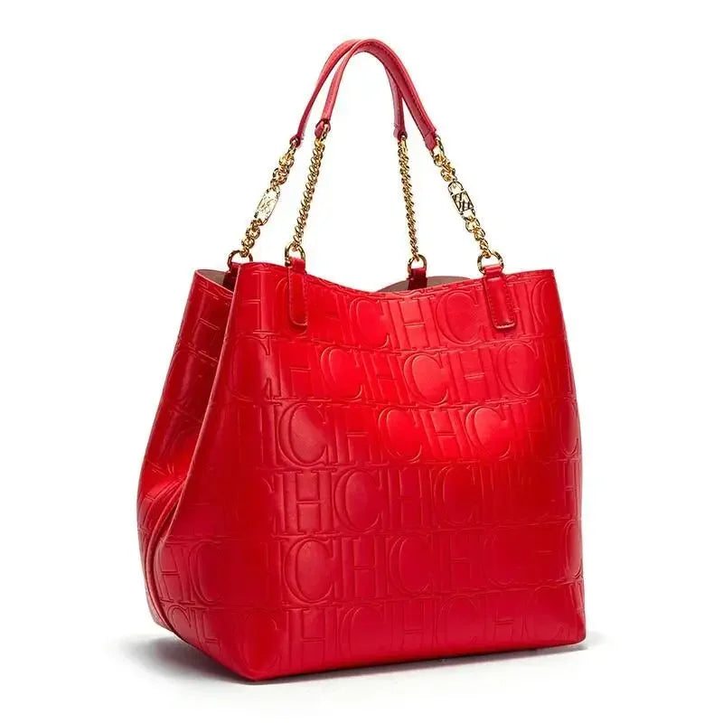 CH Superior Sense of Solid Colour Simple Style Daily Commuting Fashion Style Ladies Versatile Ladies Large Capacity Tote Bag - EastCurated