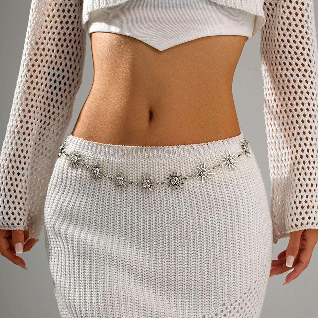 New Boho Sun Waist Belly Chain for Women Summer Sexy Bikini Belt Adjustable Body Chain Festival Jewelry Accessories Gifts