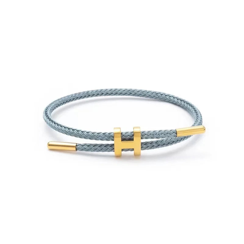 Braided Rope Bracelet Adjustable for Women with Stainless Steel Charms Arm Stacking Jewelry - EastCurated