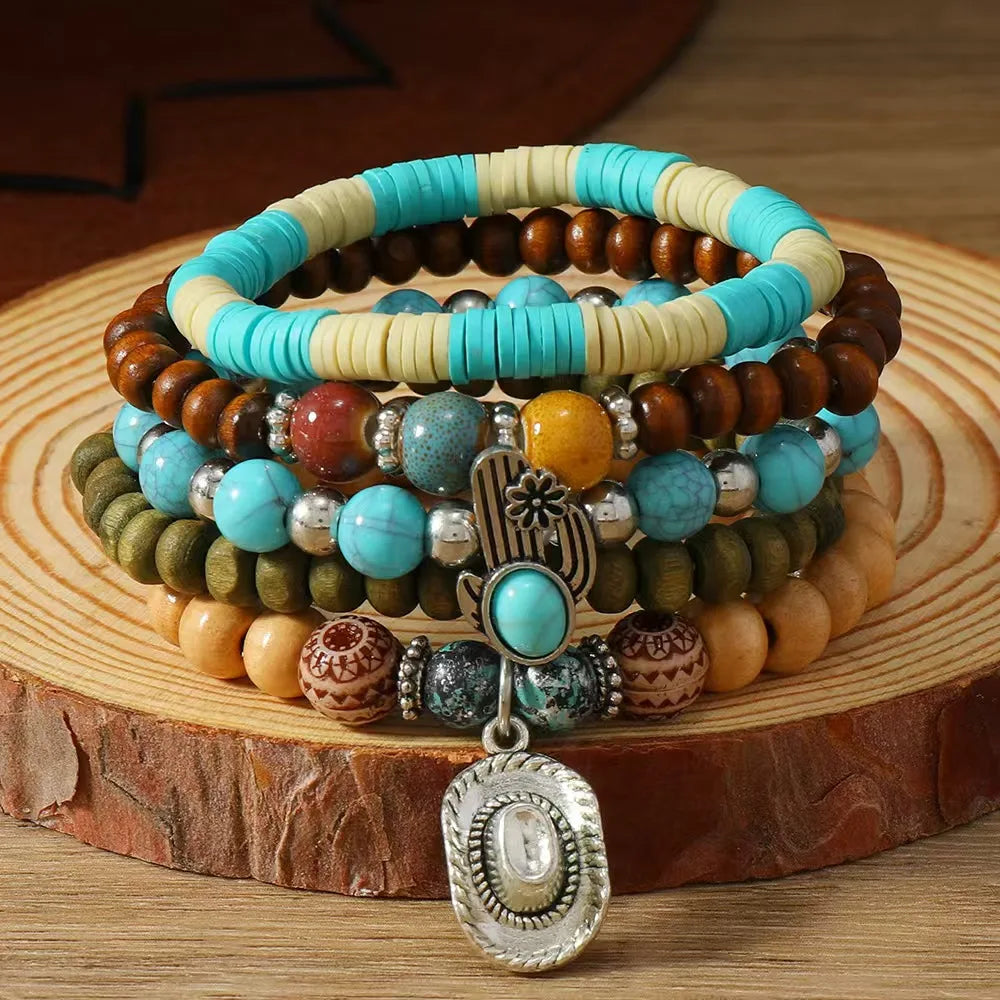 Western Country Hat Animal Head Leaf Feather Women Charm Bracelets Women Leather Bracelets Men Bangle Wholesale Jewelry Gift - EastCurated