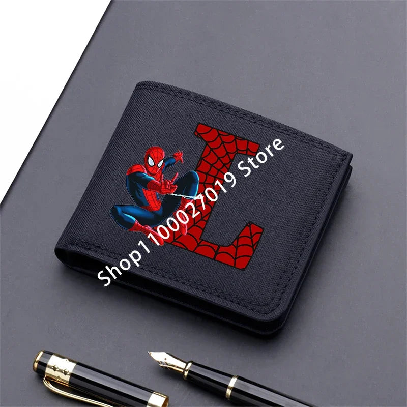 Marvels SpiderMans Adult Man Wallets Cartoon Letter Leather Fold Wallets Portable Anime Card Holder Coin Purse Cover Purses Gift - EastCurated