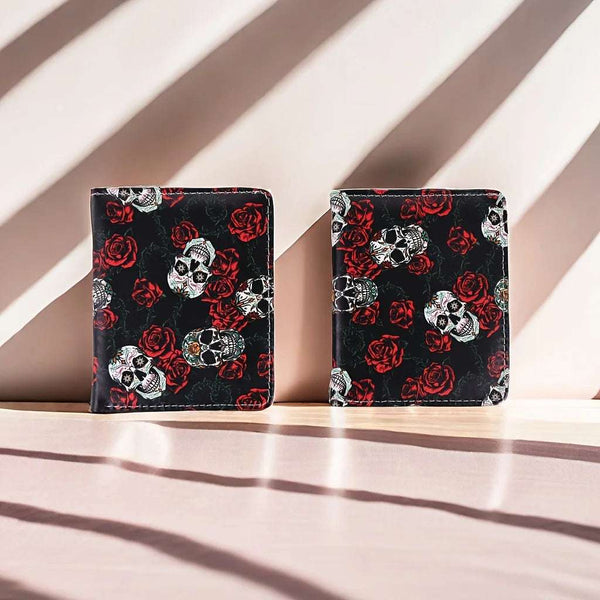 Colorful Skull Short Wallet Retro Skull Print Women's Zipper Coin Purse (Pattern Position Randomly)