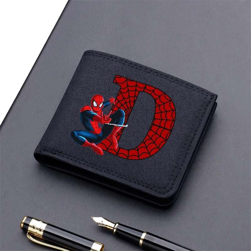 Marvels SpiderMans Adult Man Wallets Cartoon Letter Leather Fold Wallets Portable Anime Card Holder Coin Purse Cover Purses Gift