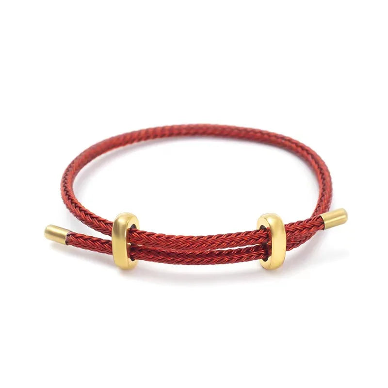 Braided Rope Bracelet Adjustable for Women with Stainless Steel Charms Arm Stacking Jewelry - EastCurated