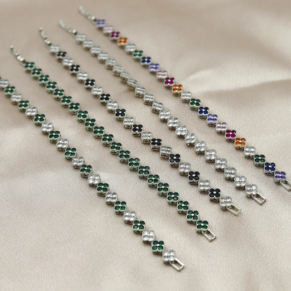 Yupsk Luxury Brass Colorful Random Zircon Flowers Bracelets for Women Exquisite Dopamine Buling CZ Jewelry Gifts