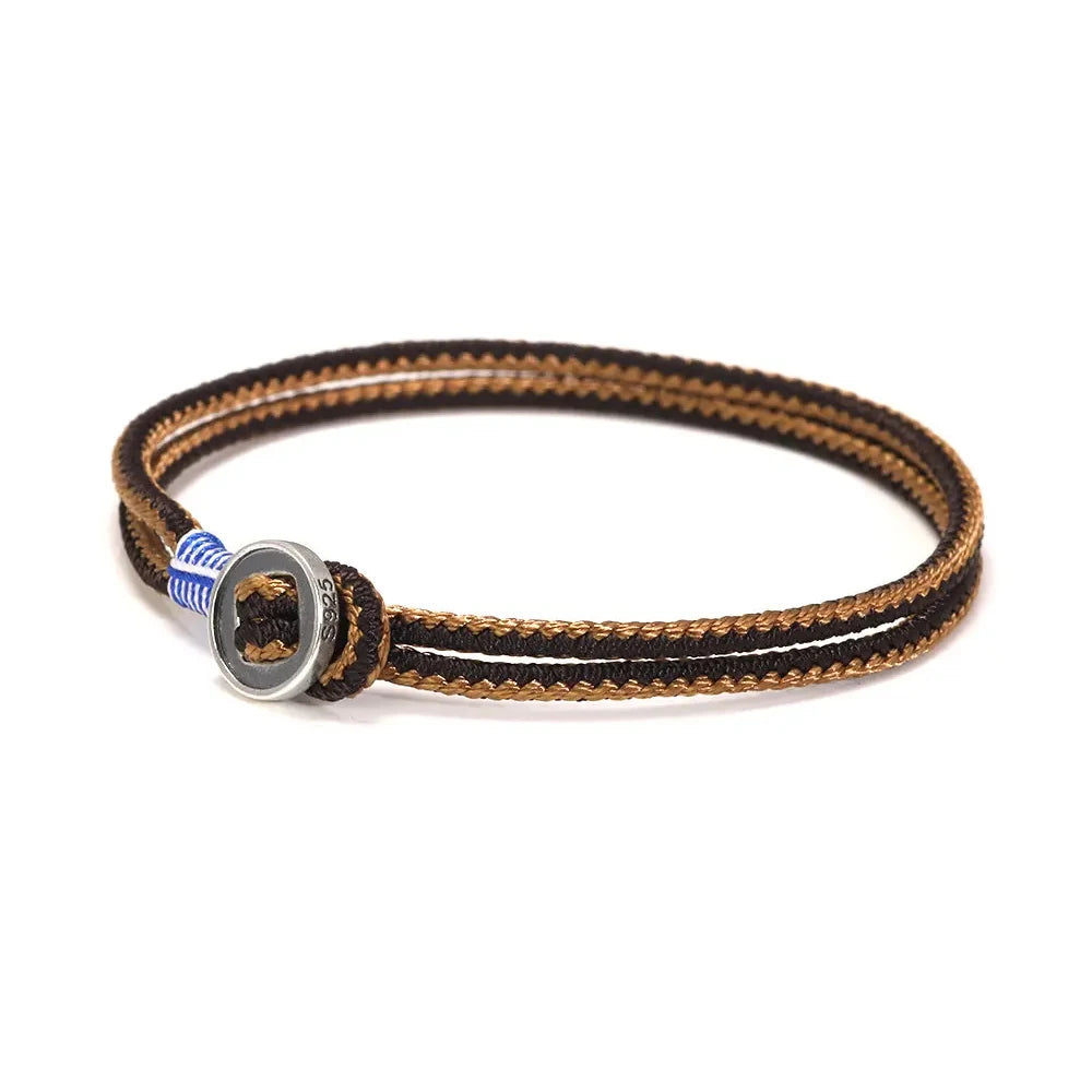 New Arrival Handwoven 925 Sterling Silver Button Bracelet for Men Fashion Classic Hip Hop Rock Bracelet Jewelry - EastCurated
