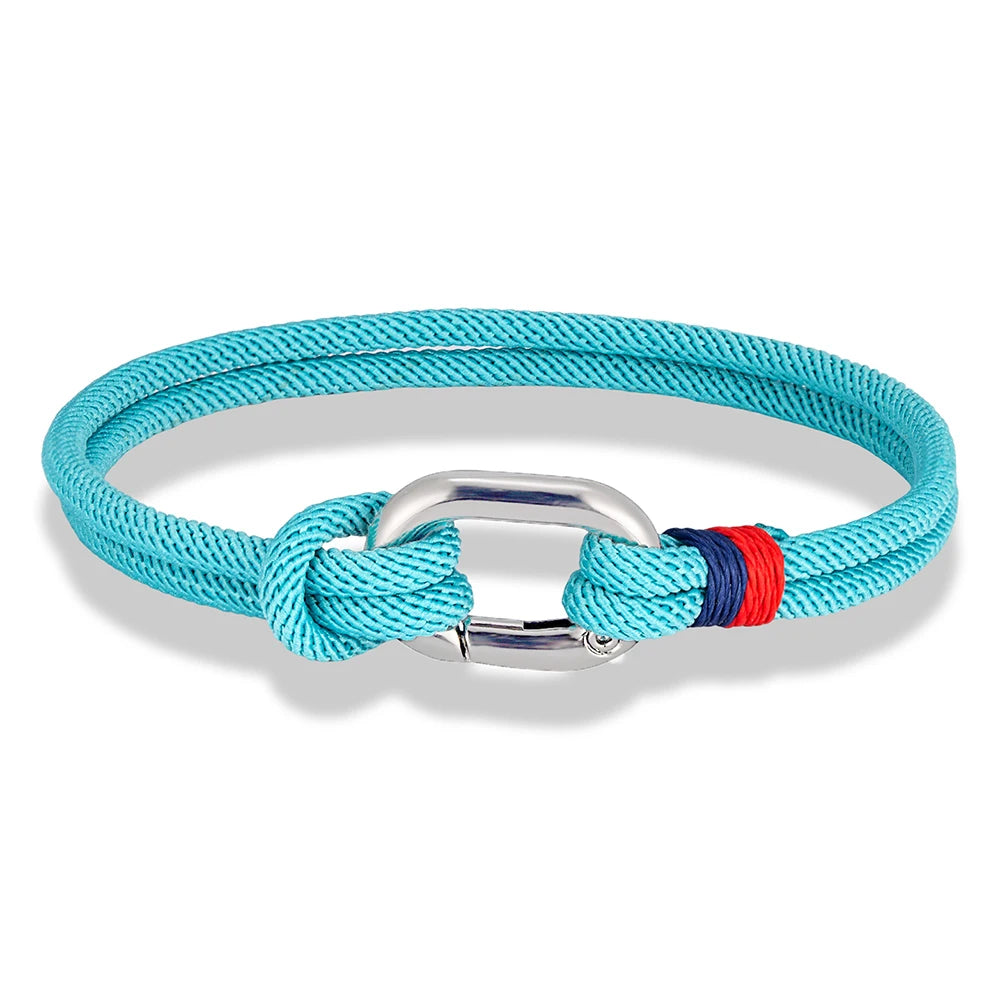 MKENDN New Nautical Mens Thin Rope Bracelet With Oval Circle Spring Clasp For Surfer Beach Jewelry Gifts