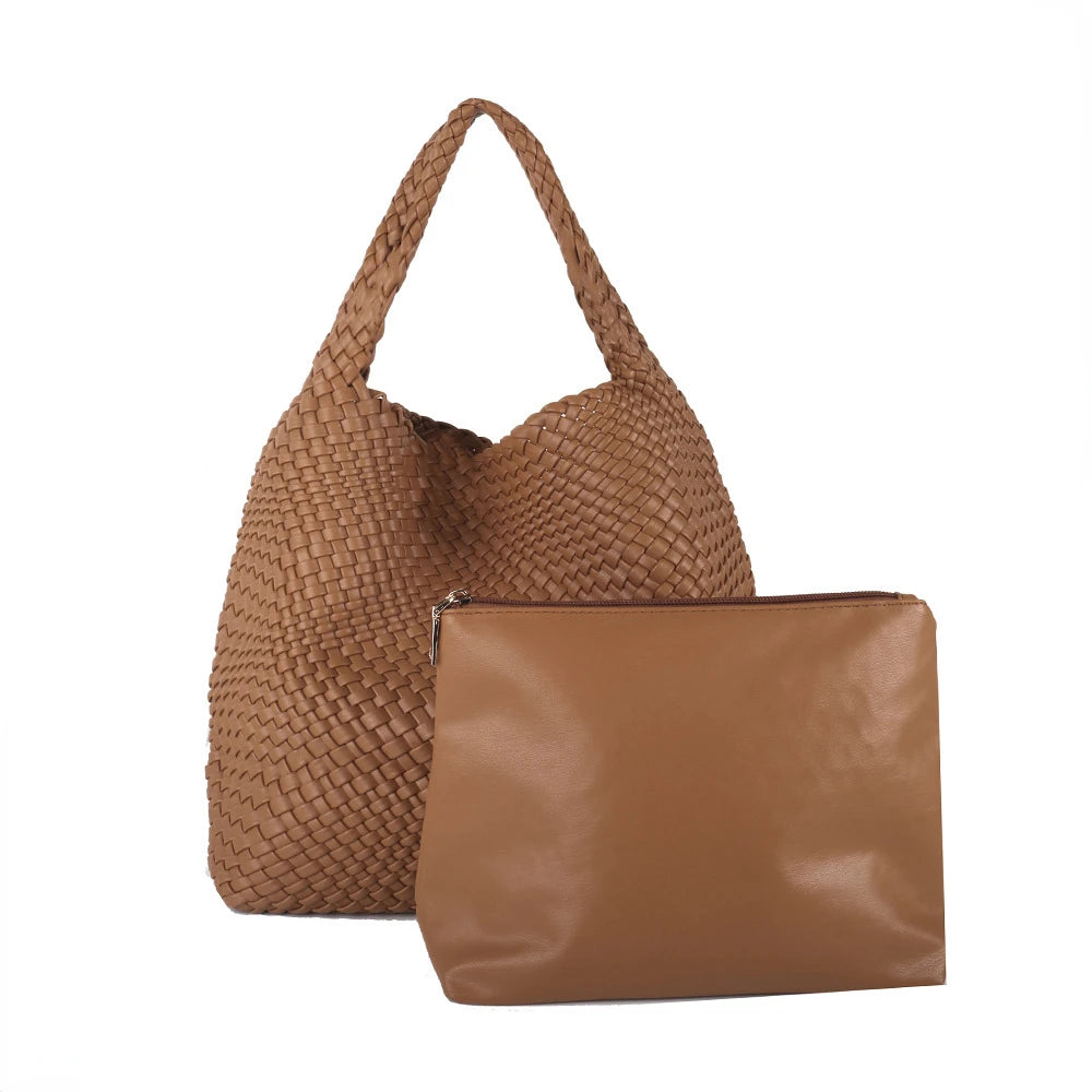 ZR DIARY Handmade Woven Bag Women PU Leather Large Capacity Totes Fashion Shoulder Bag 224BZ9389-1 - EastCurated