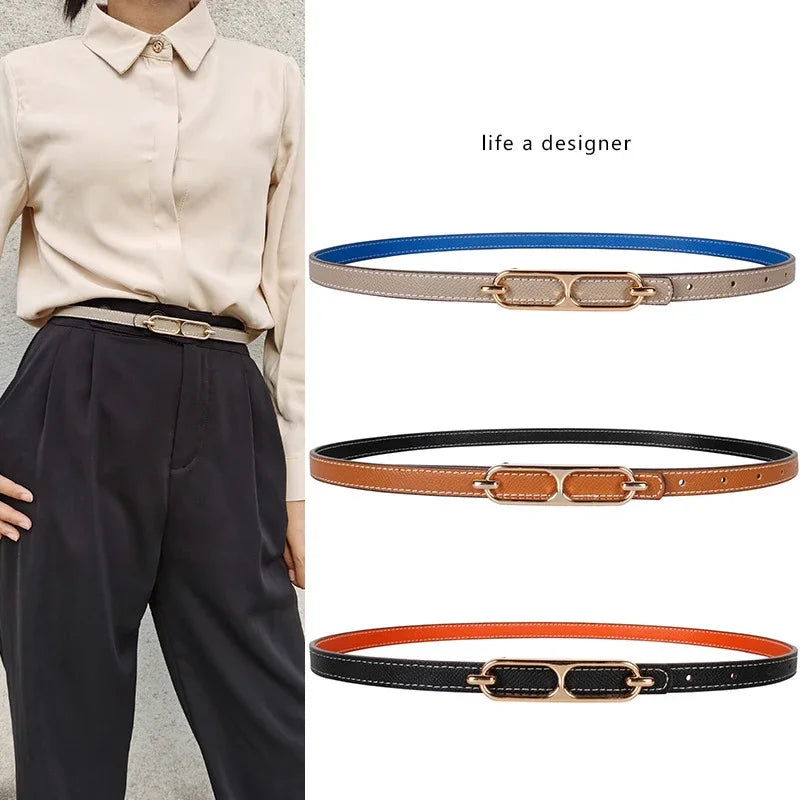 2025 Double-sided use of women's leather belt decorated ins fashion jeans wild student trend luxury design top quality brand