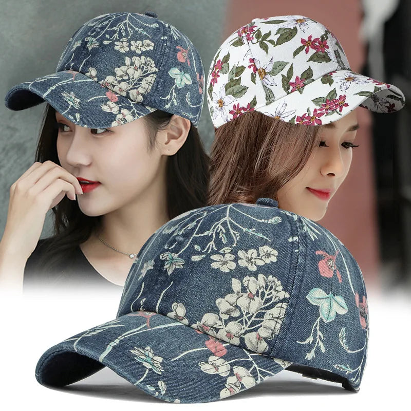 Islander Washed Denim Cap | Bohemian Tropical Print Baseball Hat — Styling Possibilities