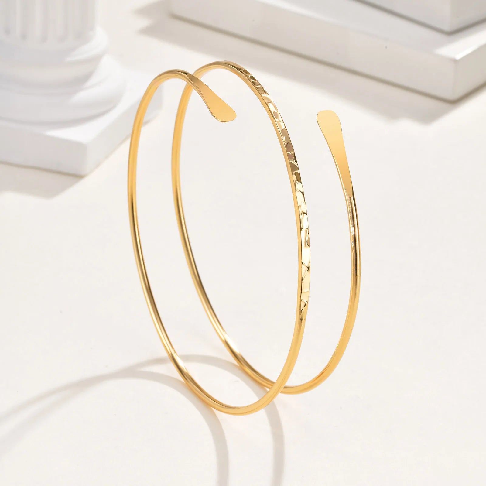 Upper Arm Cuff Bracelet for Women, Minimalist Gold Plated Armband Statement Party Armlets Jewelry - EastCurated