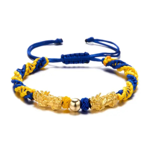 Ukraine National Emblem Trident Symbol Charms Bracelet for Women Men Ukrainian Flag Yellow Blue Rope Wristband Handmade Jewelry - EastCurated