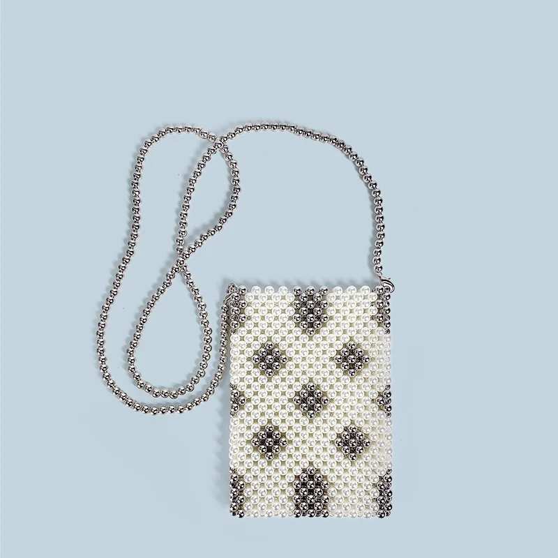 Handmade Beaded Bag for Women, New Style, Graceful, Small Fresh Pearl Phone Bag, Single Shoulder Crossbody Bag, 2024
