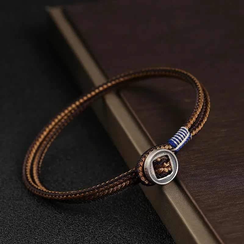 New Arrival Handwoven 925 Sterling Silver Button Bracelet for Men Fashion Classic Hip Hop Rock Bracelet Jewelry - EastCurated