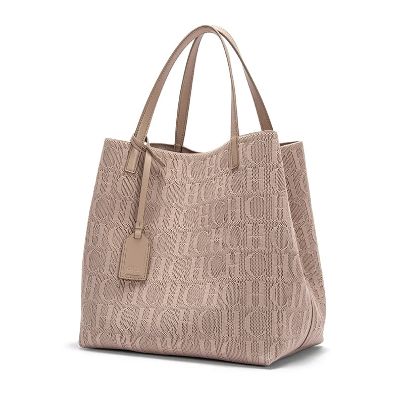 CH New Solid Color Outer Exquisite Fly Weaving Handmade Woven Large Capacity Shoulder Bag Ladies Handbag Fashion Classic - EastCurated
