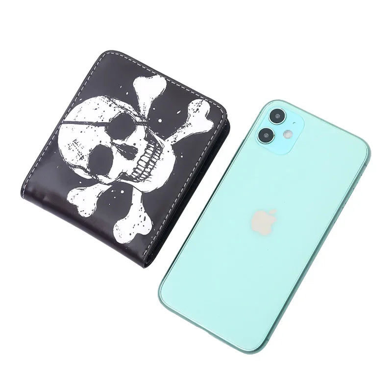 PVC Skull Pattern Short Wallet Cartoon Man Leather Wallets Retro Men's Wallet Small Change Bag Card Bag - EastCurated