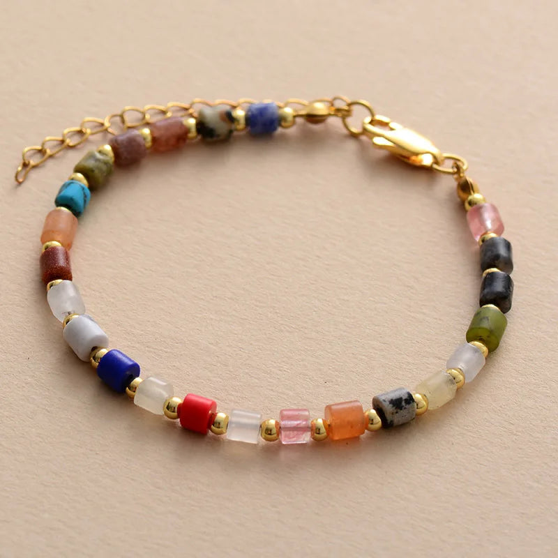 Kaseakia Bohemian Boho 7-color Natural Stone Handmade Beads Women's Adjustable Beaded Bracelet Jewelry for Women Fashion - EastCurated