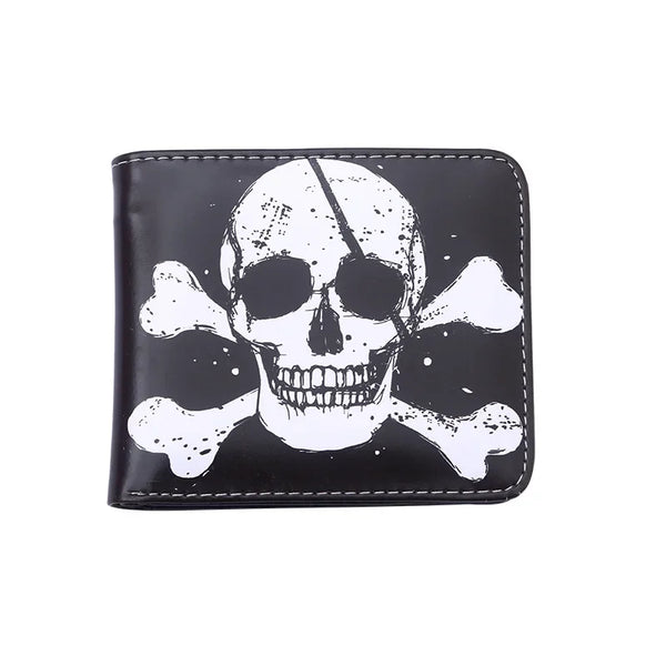 PVC Skull Pattern Short Wallet Cartoon Man Leather Wallets Retro Men's Wallet Small Change Bag Card Bag - EastCurated