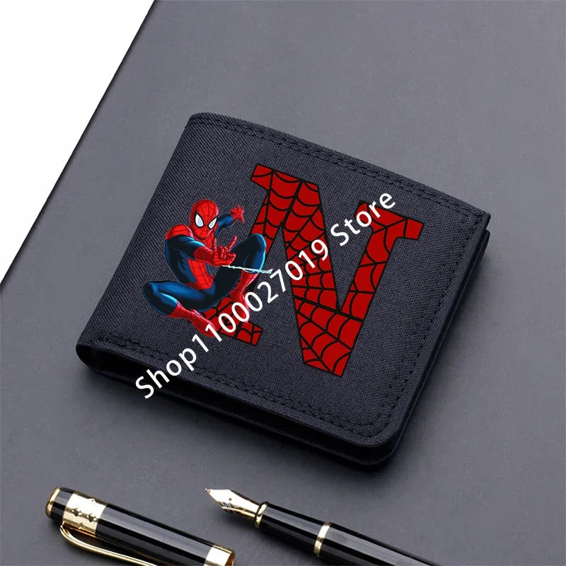 Marvels SpiderMans Adult Man Wallets Cartoon Letter Leather Fold Wallets Portable Anime Card Holder Coin Purse Cover Purses Gift - EastCurated