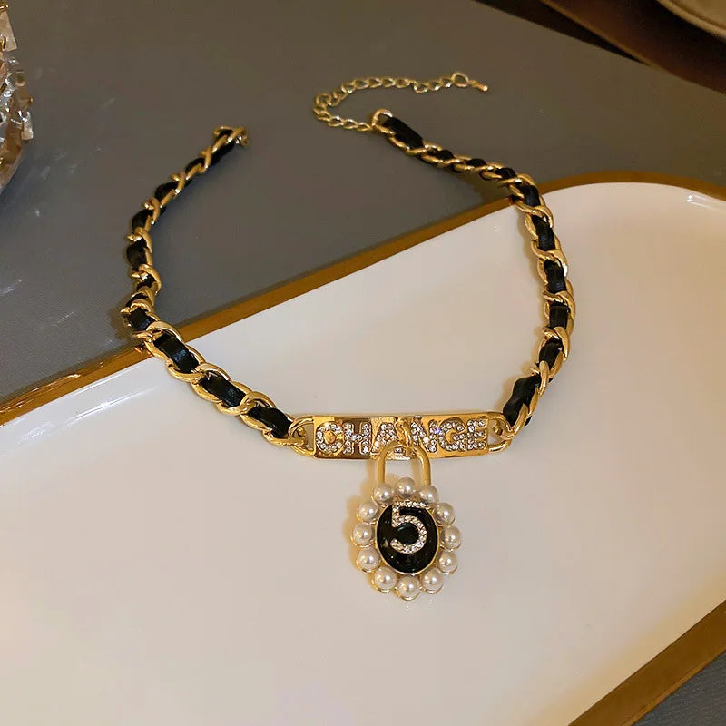 Leather Wrapped Rhinestone Magnetic New in Pendant Necklaces for Women French Niche Design Charms Cool Collars Jewelry Wholesale - EastCurated