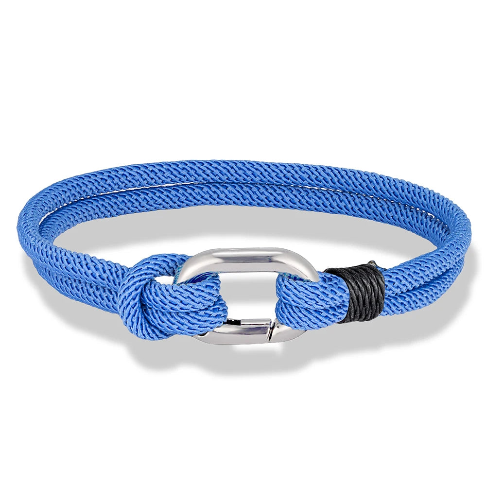 MKENDN New Nautical Mens Thin Rope Bracelet With Oval Circle Spring Clasp For Surfer Beach Jewelry Gifts