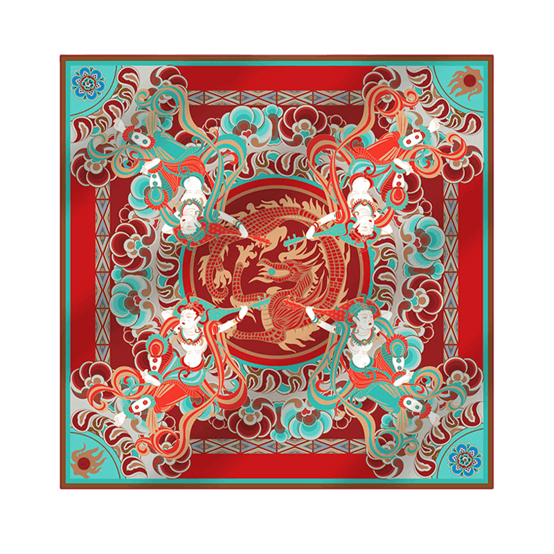Mulberry Silk 16 Momme Dunhuang Deer Silk Scarf 90x90cm - EastCurated