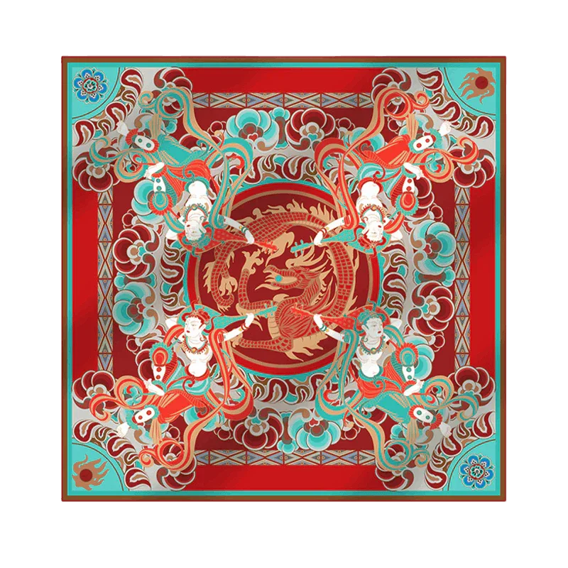 Mulberry Silk 16 Momme Dunhuang Deer Silk Scarf 90x90cm - EastCurated