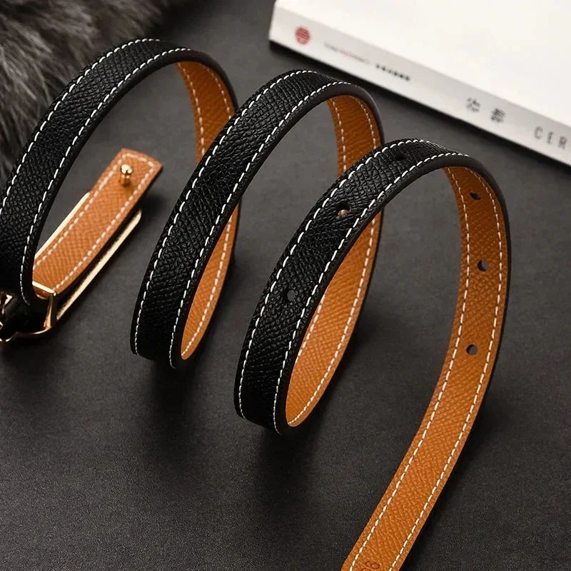 2025 Double-sided use of women's leather belt decorated ins fashion jeans wild student trend luxury design top quality brand