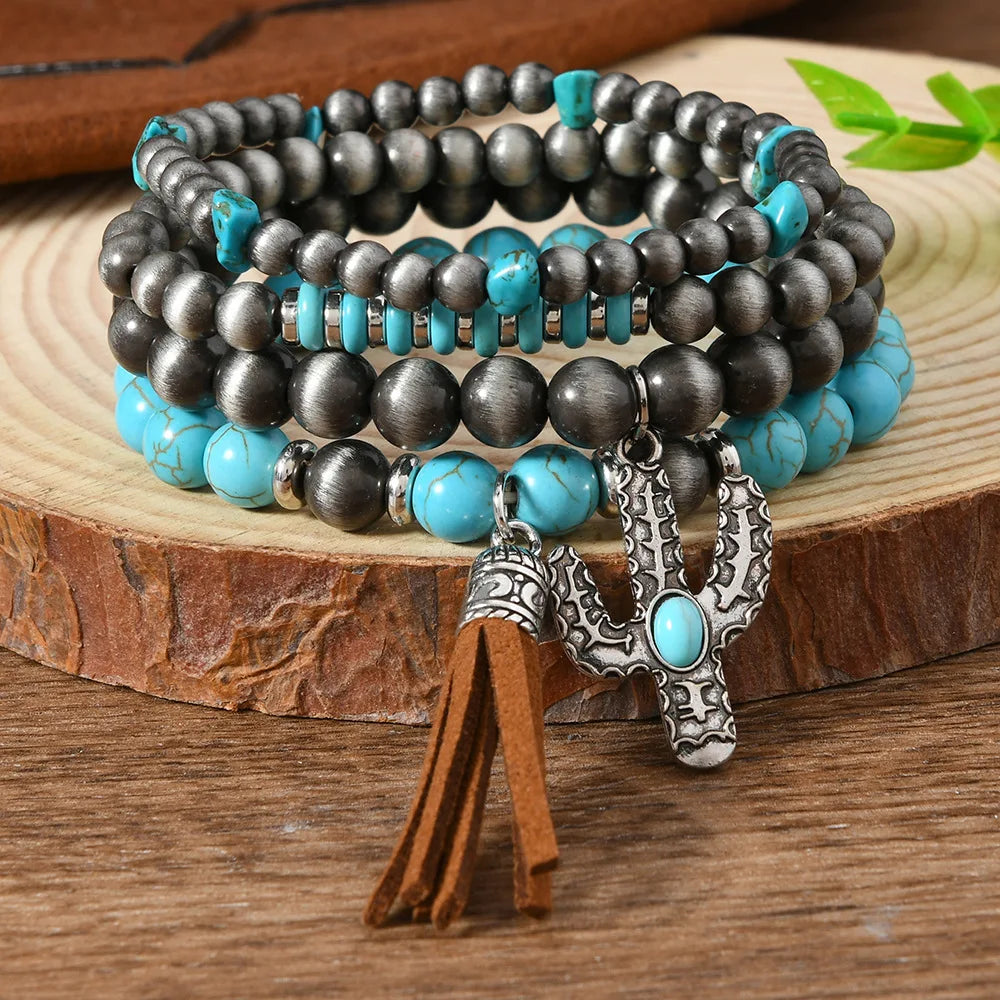 Western Country Hat Animal Head Leaf Feather Women Charm Bracelets Women Leather Bracelets Men Bangle Wholesale Jewelry Gift - EastCurated
