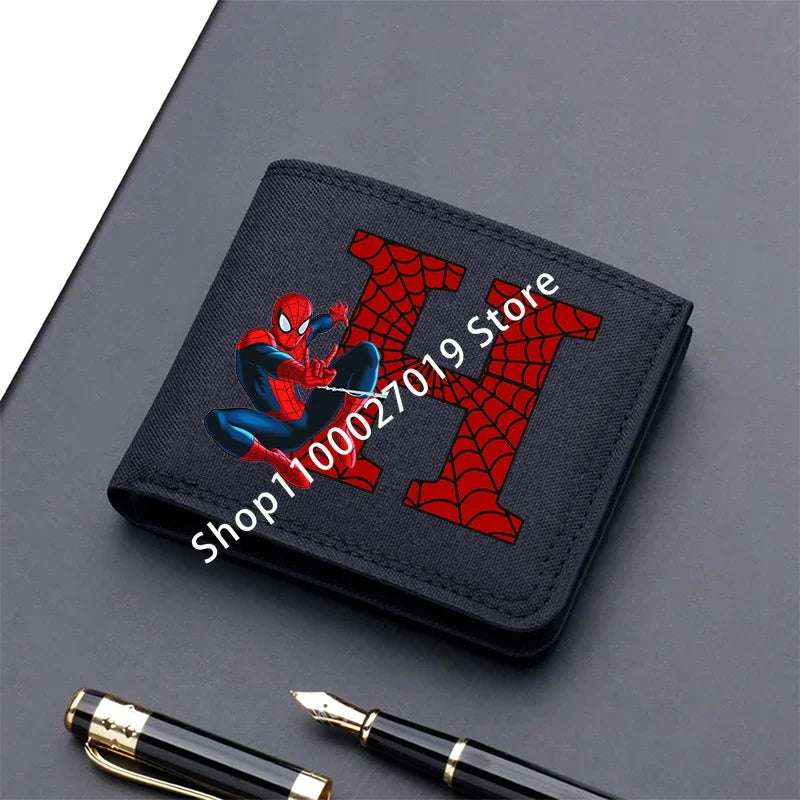 Marvels SpiderMans Adult Man Wallets Cartoon Letter Leather Fold Wallets Portable Anime Card Holder Coin Purse Cover Purses Gift