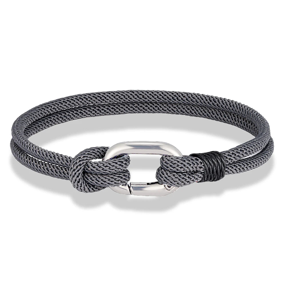 MKENDN New Nautical Mens Thin Rope Bracelet With Oval Circle Spring Clasp For Surfer Beach Jewelry Gifts