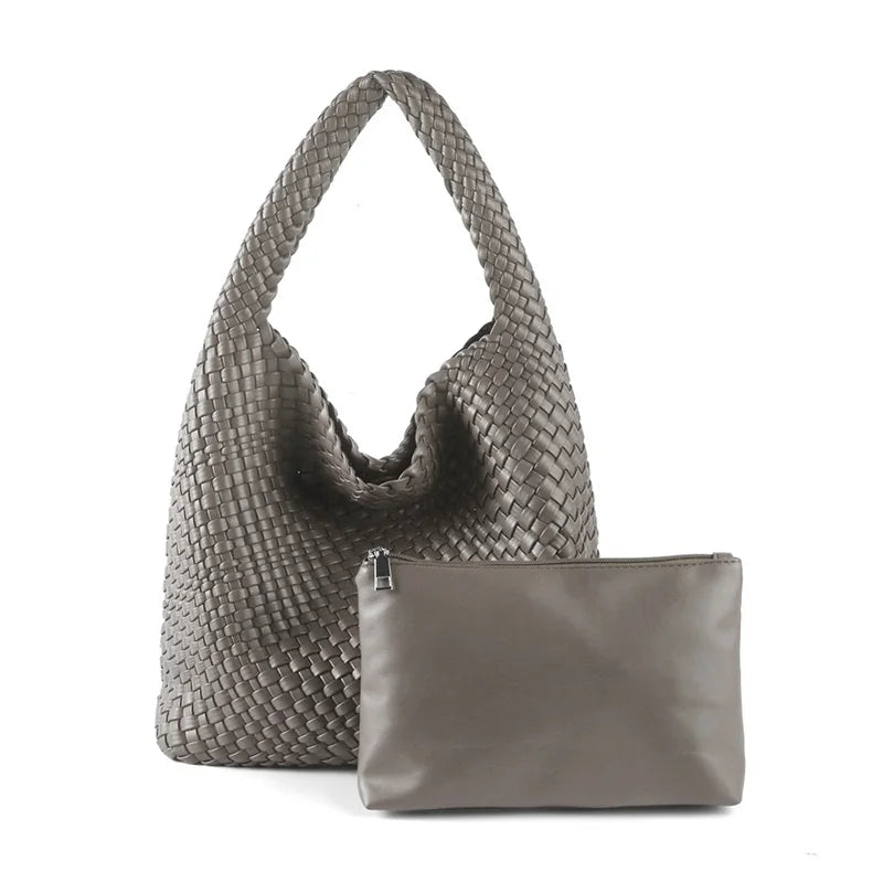 ZR DIARY Handmade Woven Bag Women PU Leather Large Capacity Totes Fashion Shoulder Bag 224BZ9389-1 - EastCurated