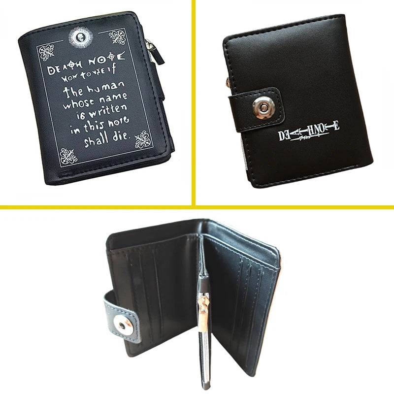 Death Note Anime Black PU Leather Short Wallet Card and Coin Purse for Boys Girls Gift - EastCurated